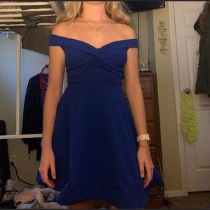 Blue dress.